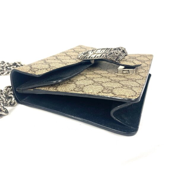 GUCCI GG Monogram Mini Dionysus Shoulder Bag - Taupe with Black Suede - Picture 5 of 12